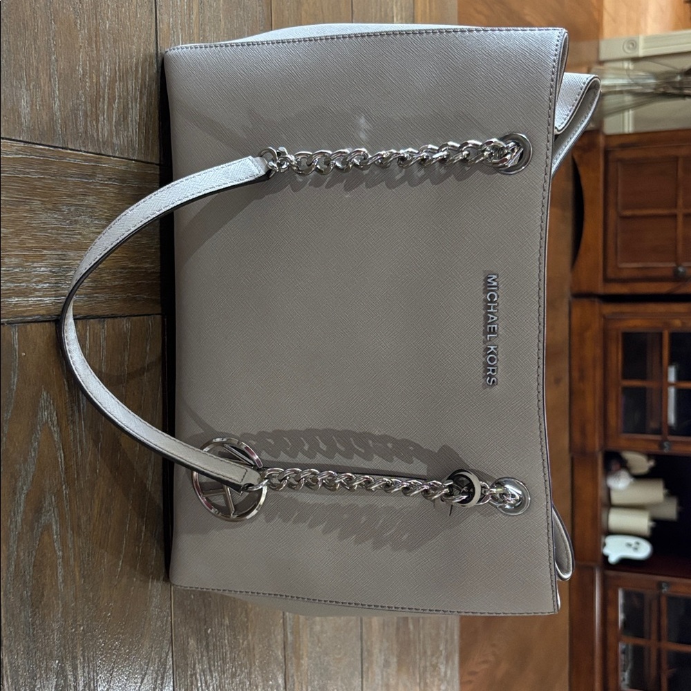 Michael Kors Silver Chain Gray Handbag